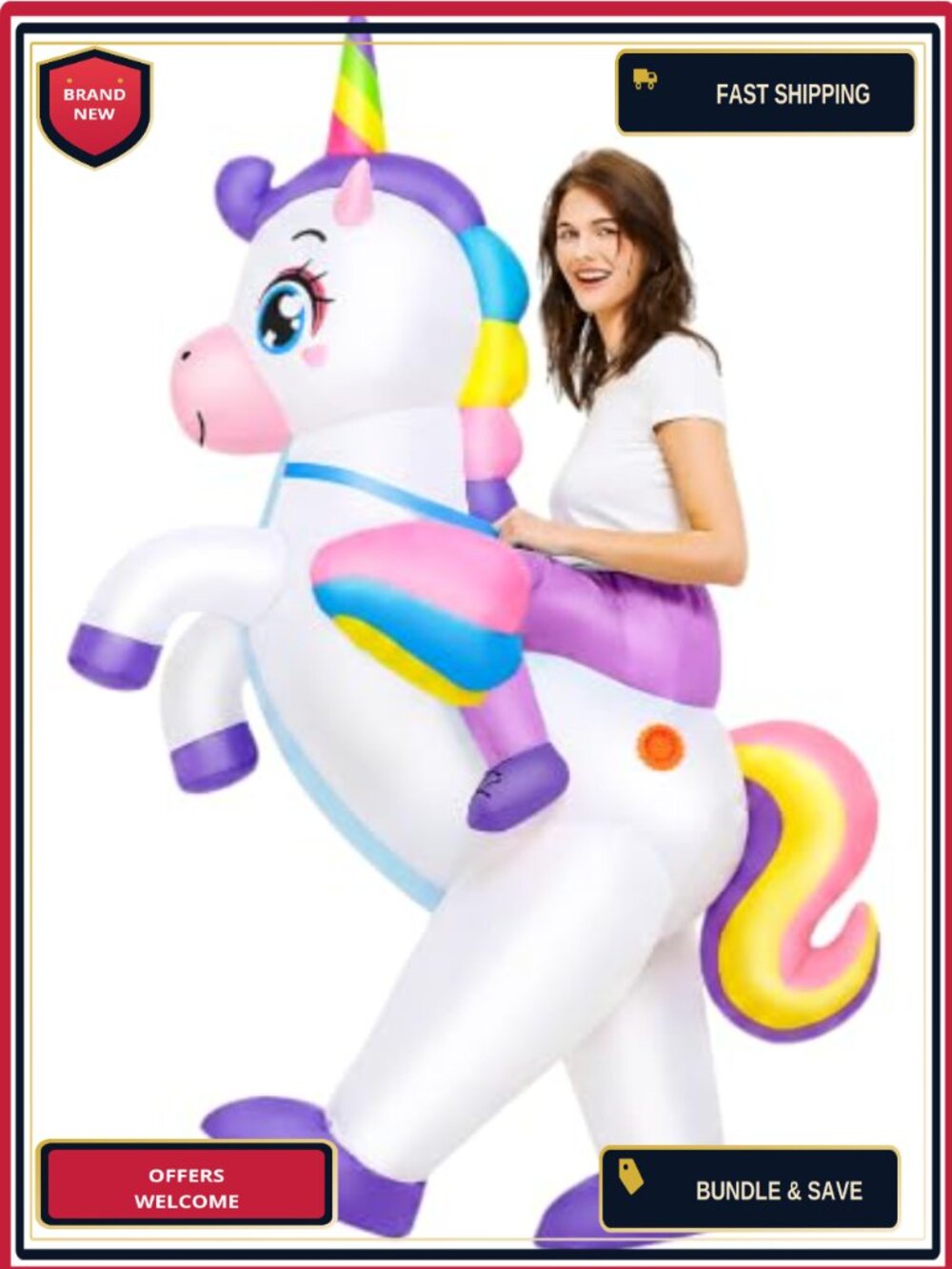 Inflatable Unicorn Costume Adult Ride On Blow Up Halloween Suit